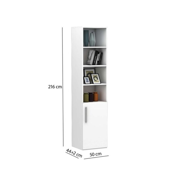 Armoire bibliothèque demi-porte 4 étagères largeur 50 cm - MULTIMO