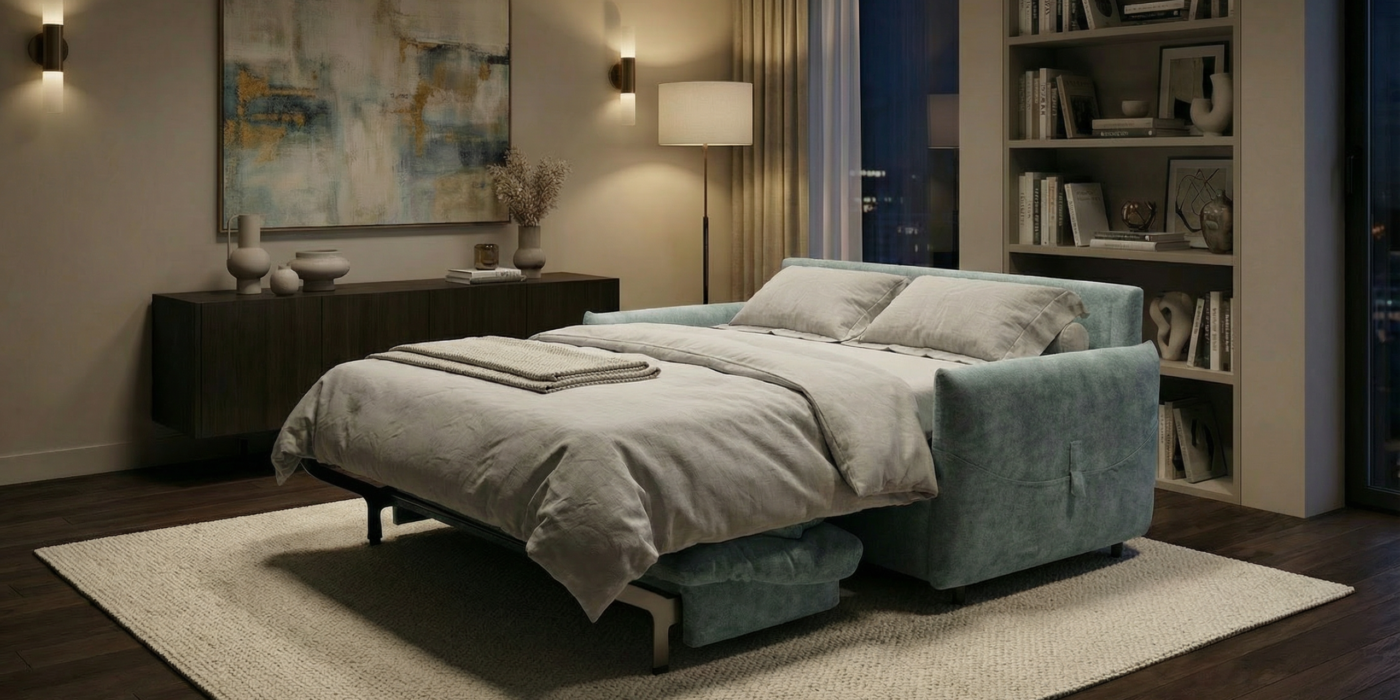 Canapé convertible 3 places tissu Tweed - CADIX