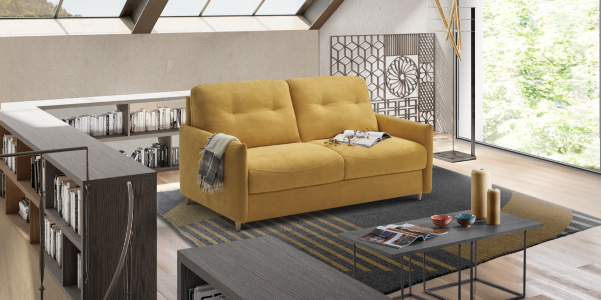 Canapé convertible 2 places tissu Tweed - CADIX