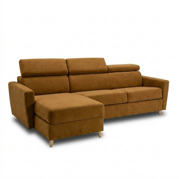 Canapé d'angle réversible convertible express 120 cm sommier lattes tissu tweed - WAGRAM