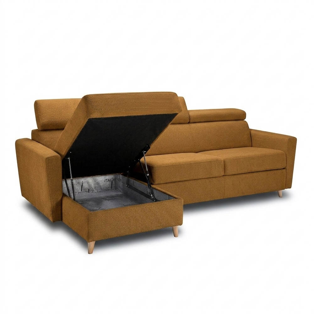Canapé d'angle réversible convertible express 120 cm sommier lattes tissu tweed - WAGRAM