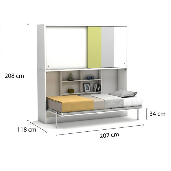 Lit escamotable horizontal 90 x 200 cm avec surmeuble - ACADEMY