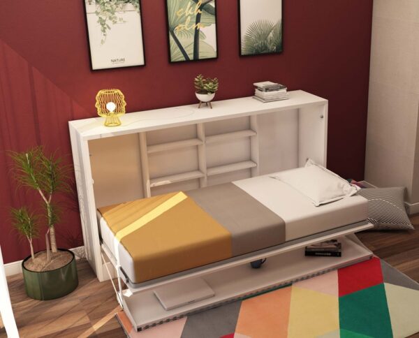 Lit escamotable horizontal avec bureau 90 x 200 cm - LIFE DESK