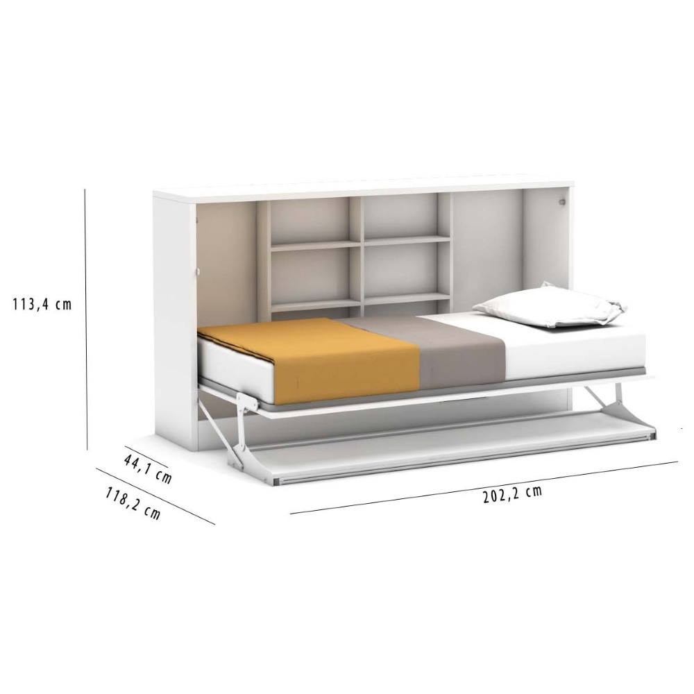 Lit escamotable horizontal avec bureau 90 x 200 cm - LIFE DESK