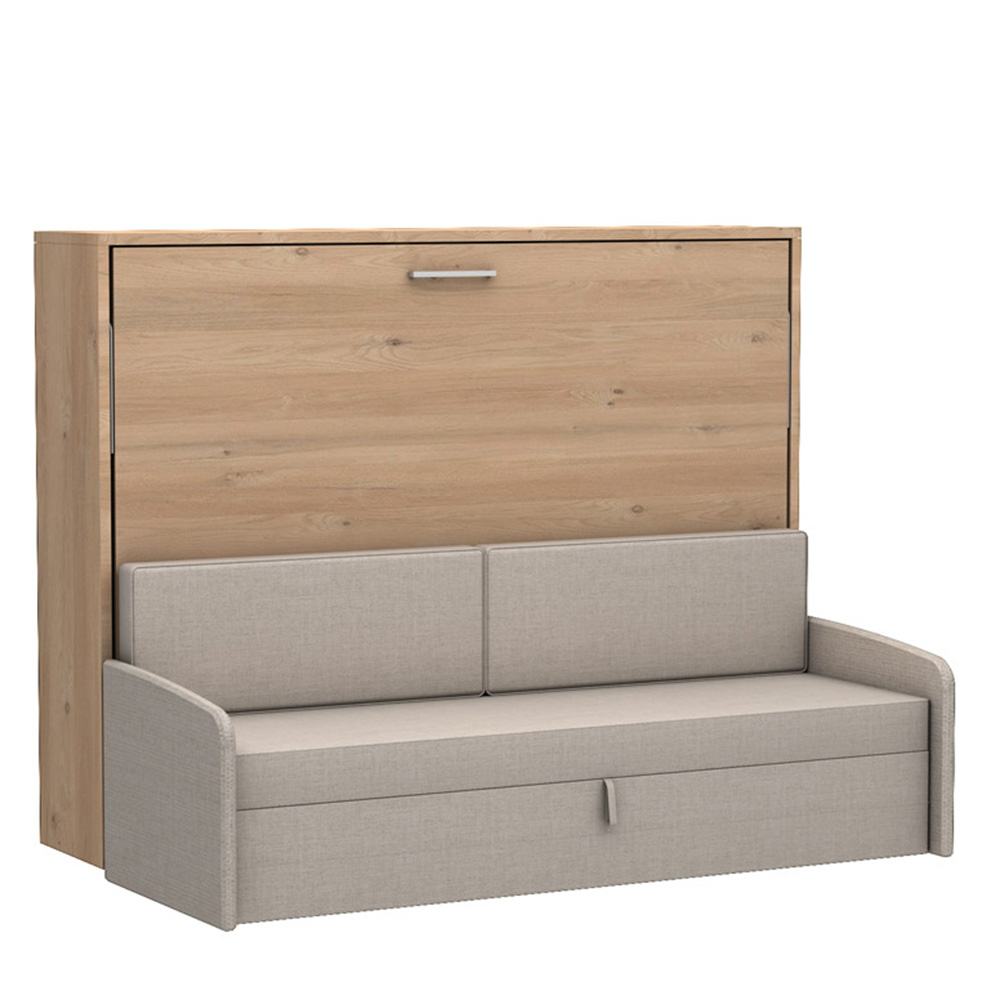 Armoire : Chêne - Canapé : Beige