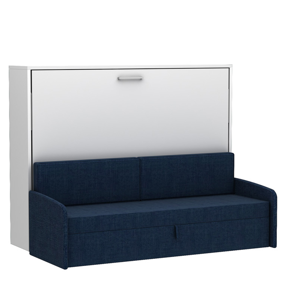 Armoire : Blanc - Canapé : Bleu nuit