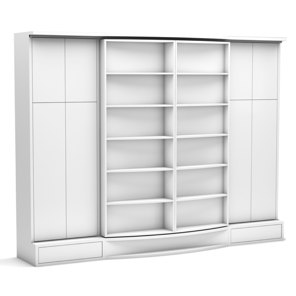 Lit escamotable vertical avec bibliothèque 140 x 200 cm - MODULO