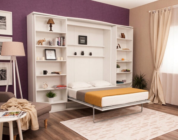 151-SUIT BED-6 Lit escamotable vertical avec bibliothèque 140 x 200 cm - MODULO