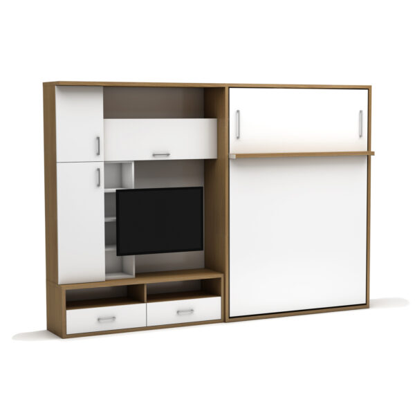 Lit escamotable vertical avec meuble TV 140 x 190 cm - Lit TV