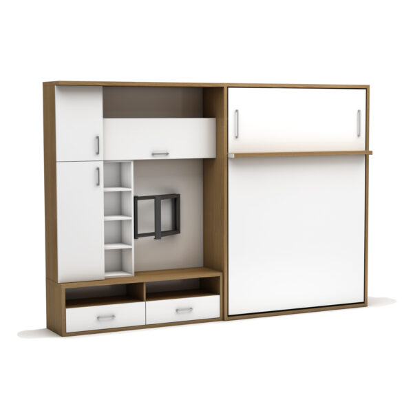 Lit escamotable vertical avec meuble TV 140 x 190 cm - Lit TV