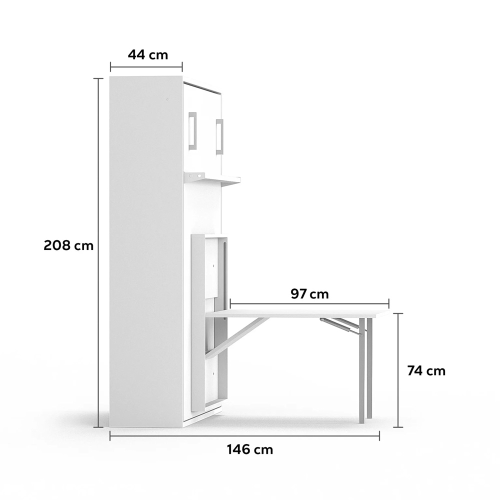 FROGG DIM2 Lit escamotable vertical avec bureau 140 x 190 cm - FROGG