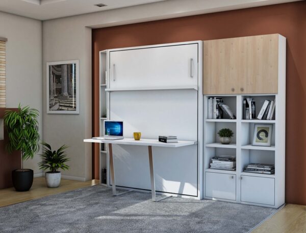 Lit escamotable vertical avec bureau 140 x 190 cm - LOFT DESK