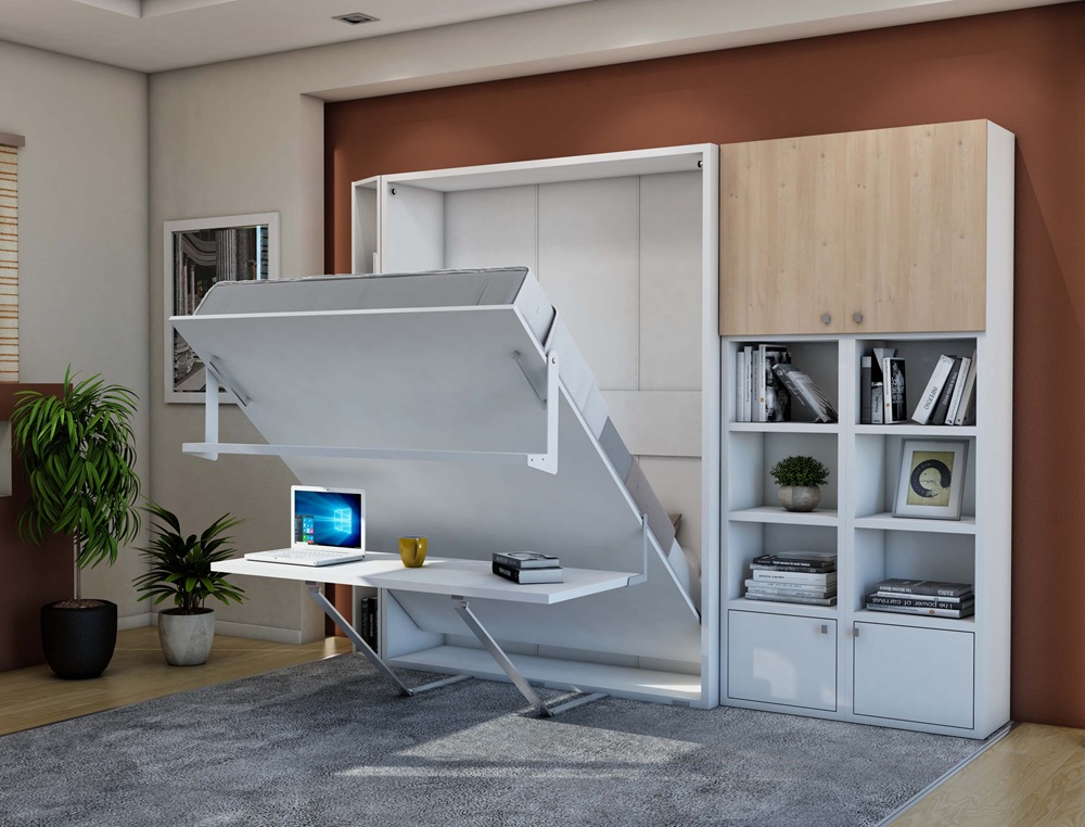 Lit escamotable vertical avec bureau 140 x 190 cm - LOFT DESK
