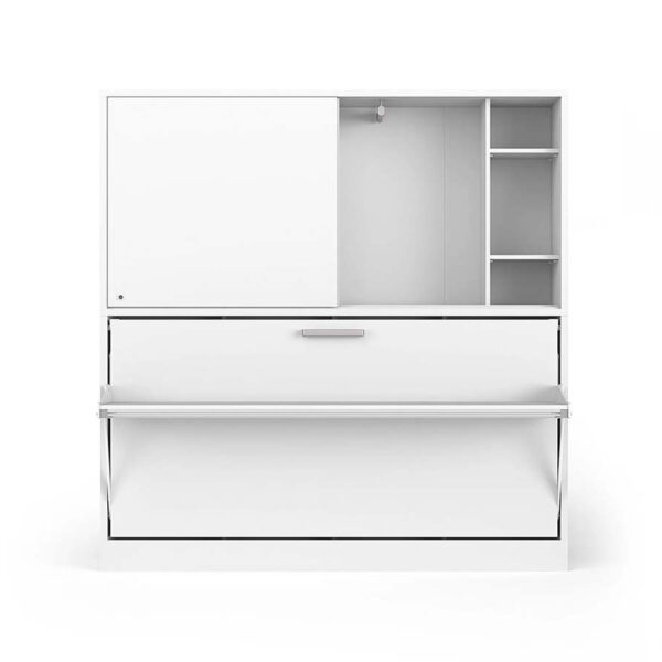 Lit escamotable horizontal 90x200 cm avec bureau et surmeuble - ACADEMY DESK