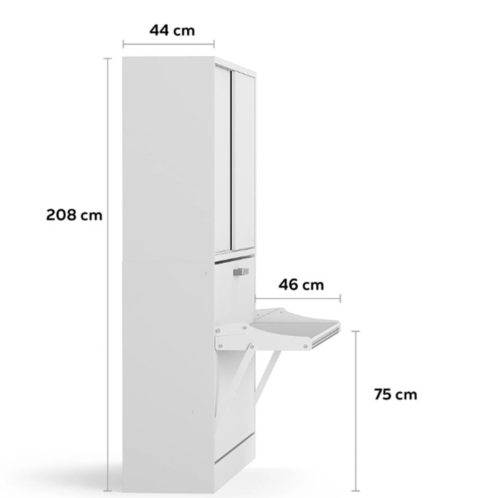 Lit escamotable horizontal 90x200 cm avec bureau et surmeuble - ACADEMY DESK