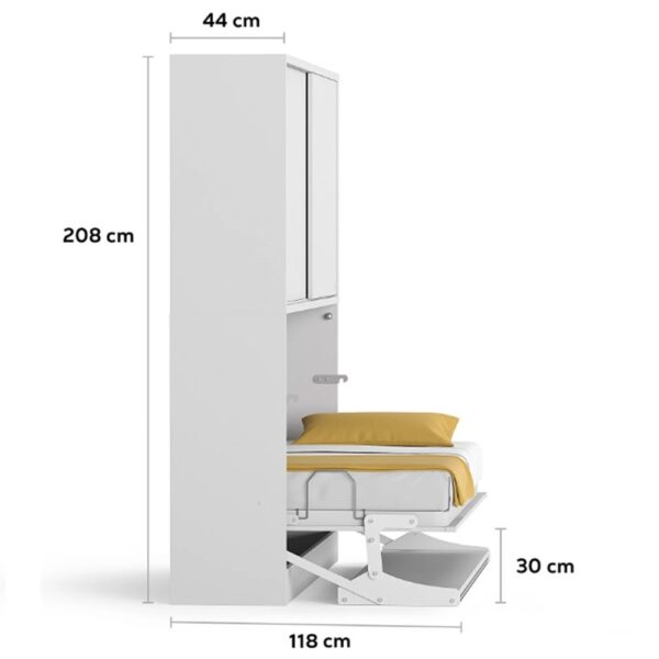Lit escamotable horizontal 90x200 cm avec bureau et surmeuble - ACADEMY DESK