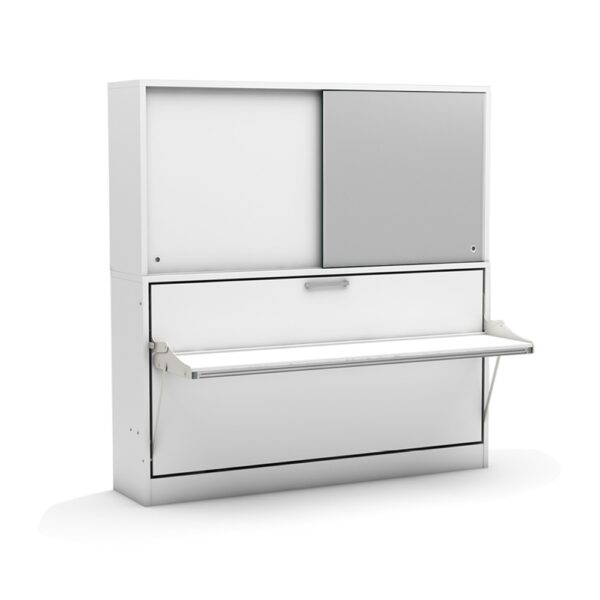 Lit escamotable horizontal 90x200 cm avec bureau et surmeuble - ACADEMY DESK