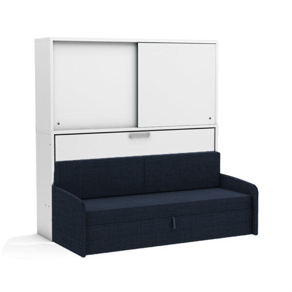 Lit escamotable horizontal 90 x 200 cm avec canapé et surmeuble - ACADEMY SOFA