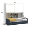 Lit escamotable horizontal 90 x 200 cm avec canapé et surmeuble - ACADEMY SOFA