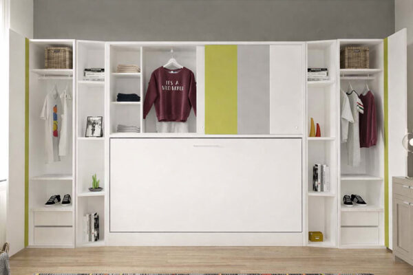 Lit escamotable horizontal 90 x 200 cm avec surmeuble - ACADEMY