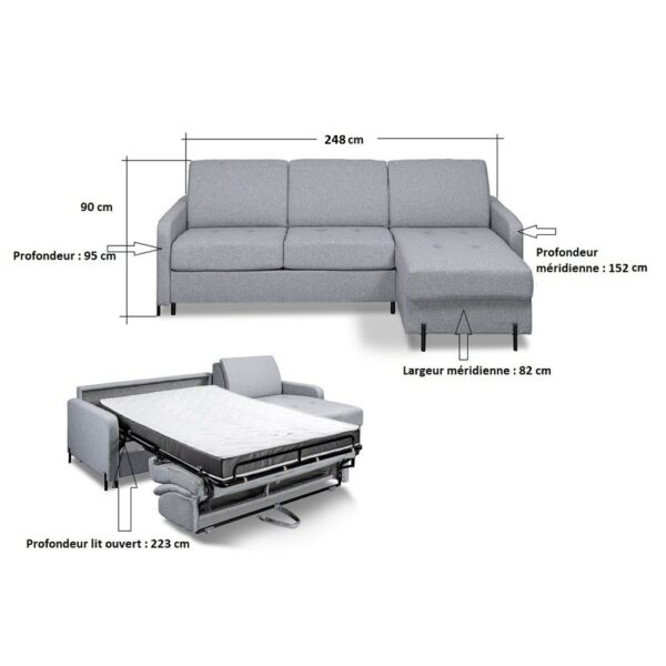 Canapé d'angle réversible convertible express 120 cm sommier lattes tissu tissé - BELLECOUR