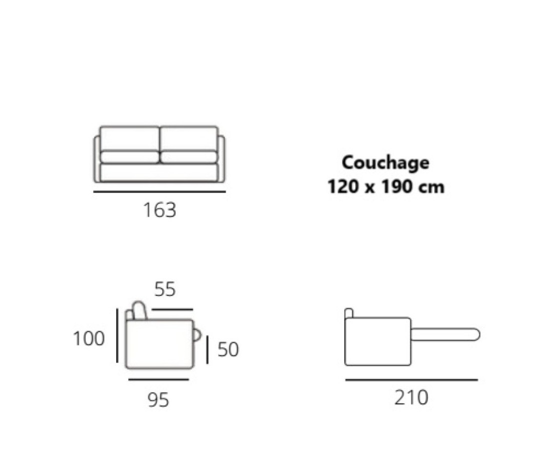 Canapé convertible 2 places tissu Tweed - CADIX