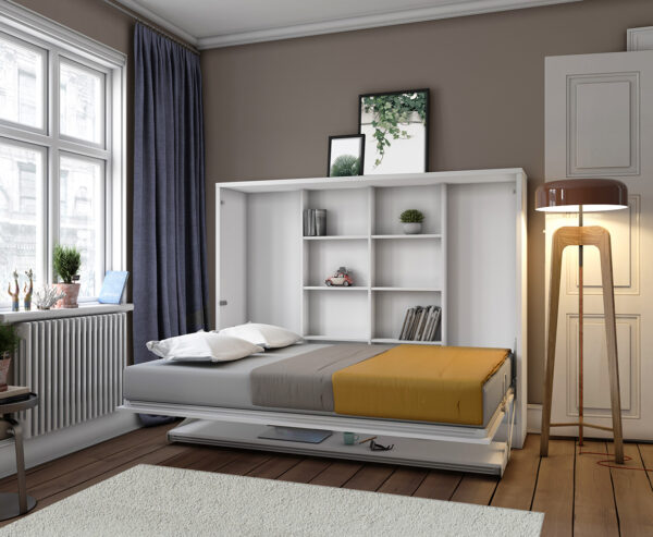 Lit escamotable horizontal avec bureau 140 x 200 cm - COUPLE DESK