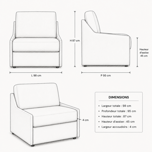 Fauteuil convertible express sommier lattes Tissu tissé - RISTRETTO