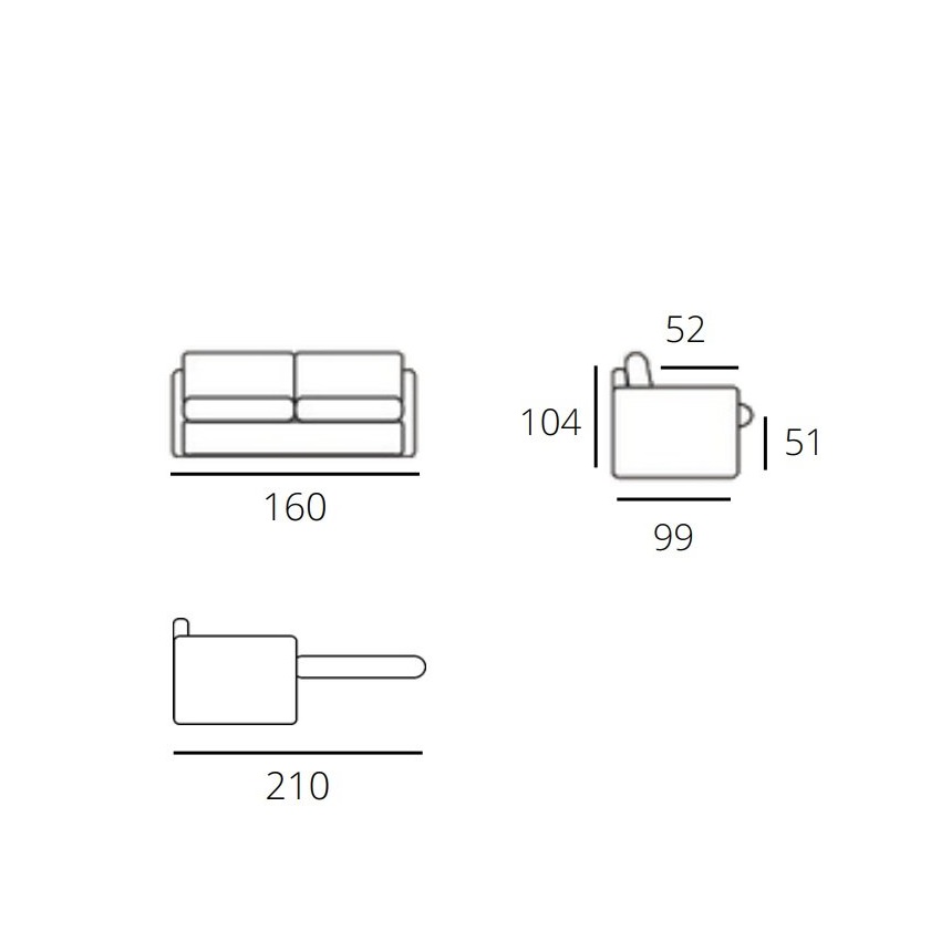 eolo 120 Canapé convertible 3 places tissu Tweed - EOLO