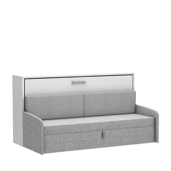 Lit escamotable horizontal avec canapé Tweed gris 90 x 200 cm  - MULTIMO SOFA
