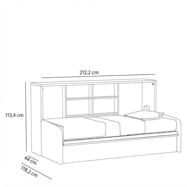 Lit escamotable horizontal avec canapé Tweed gris 90 x 200 cm  - MULTIMO SOFA