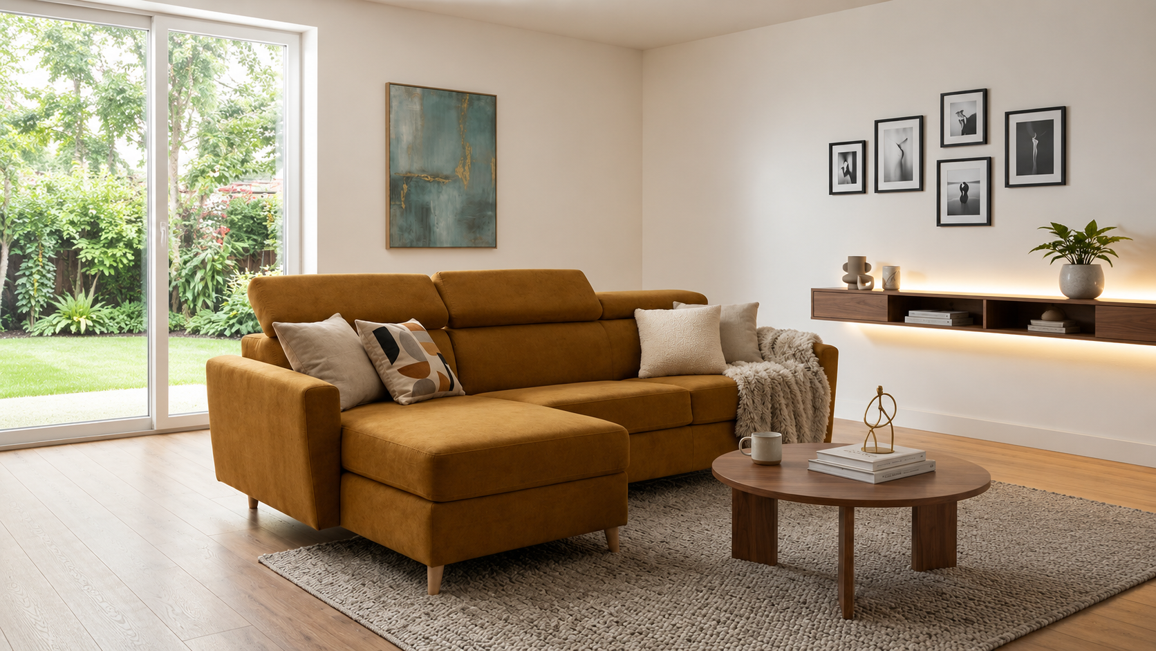 Canapé d'angle réversible convertible express 140 cm sommier lattes tissu tweed - VIRGOLA