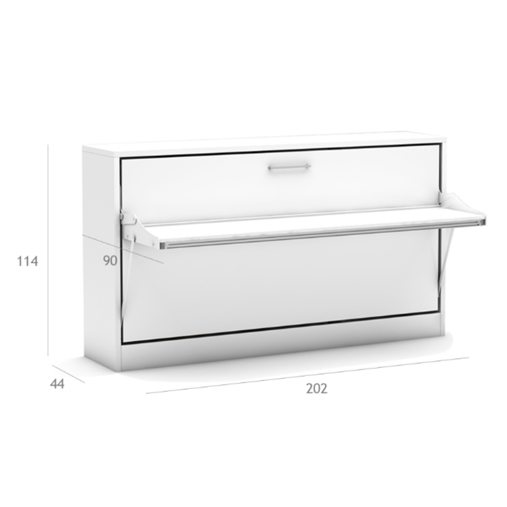 Lit escamotable horizontal avec bureau 90 x 200 cm - LIFE DESK