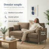 varenne 5-mistral dossier souple Canapé convertible express 140 cm sommier lattes tissu tweed - VARENNE