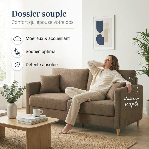 varenne 5-mistral dossier souple Canapé convertible express 140 cm sommier lattes tissu tweed - VARENNE