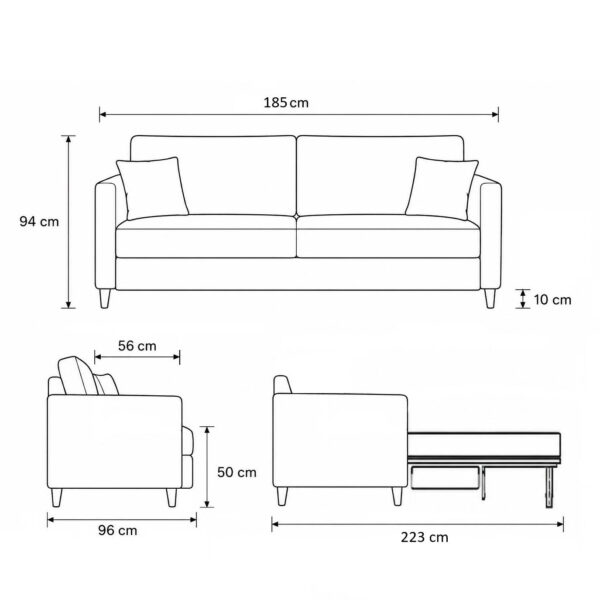 varenne dim 140 Canapé convertible express 140 cm sommier lattes tissu tweed - VARENNE