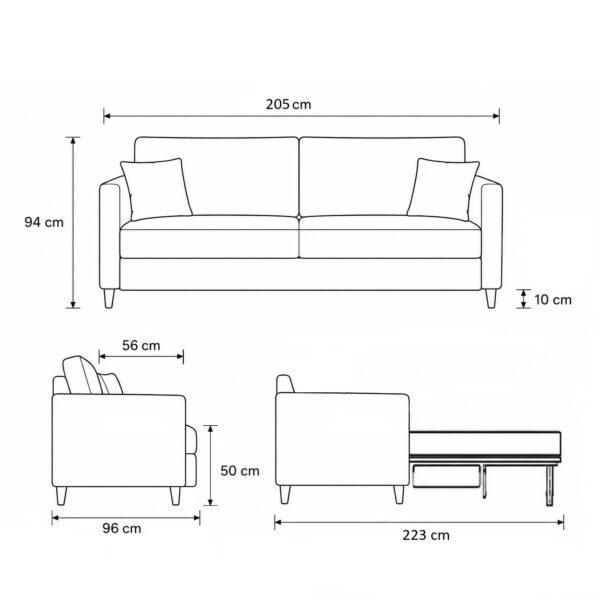 varenne dim 160 Canapé convertible express 160 cm sommier lattes tissu tweed - VARENNE