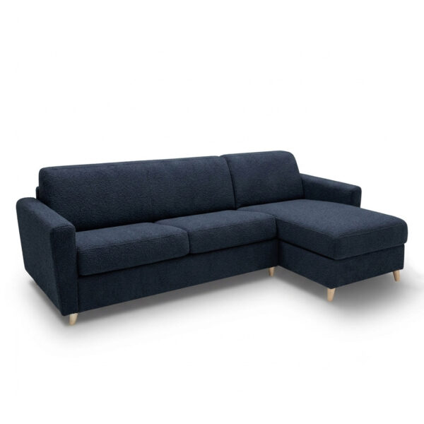 virgola angle bleu nuit 1 Canapé d'angle réversible convertible express 120 cm sommier lattes tissu tweed - VIRGOLA