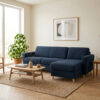 virgola angle bleu nuit amb Canapé d'angle réversible convertible express 120 cm sommier lattes tissu tweed - VIRGOLA