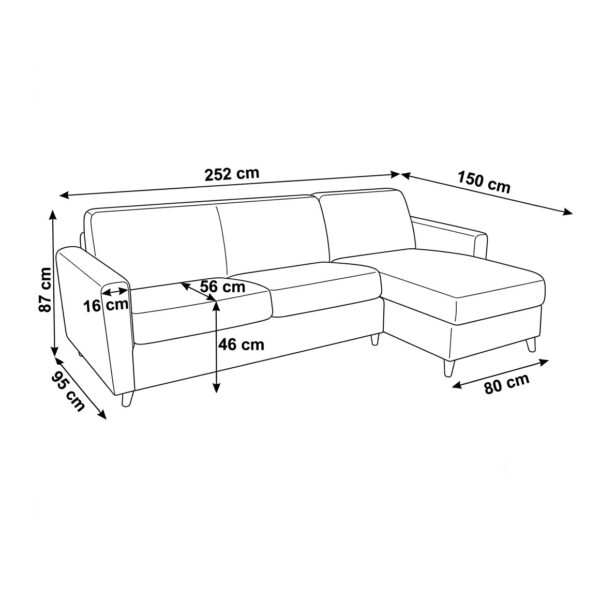virgola angle dim 120 Canapé d'angle réversible convertible express 120 cm sommier lattes tissu tweed - VIRGOLA