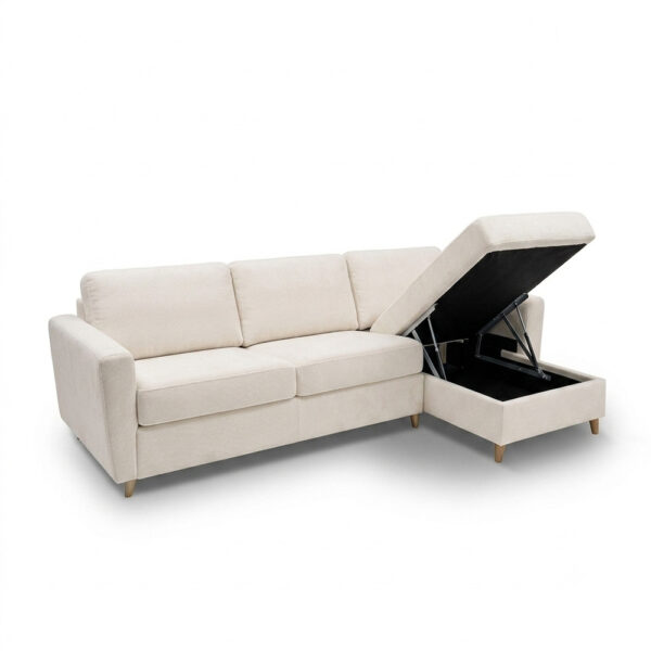 Canapé d'angle réversible convertible express 160 cm sommier lattes tissu tweed - VIRGOLA