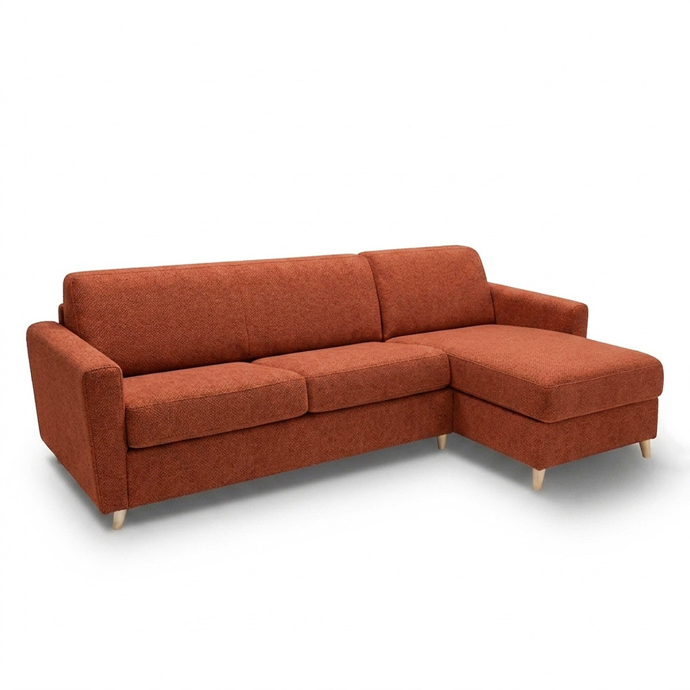 virgola angle terra 1 Canapé d'angle réversible convertible express 140 cm sommier lattes tissu tweed - VIRGOLA