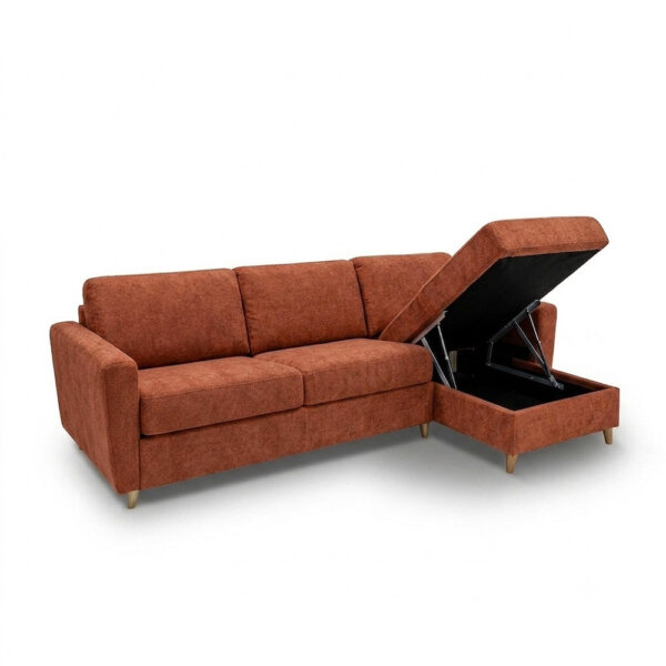 Canapé d'angle réversible convertible express 140 cm sommier lattes tissu tweed - VIRGOLA